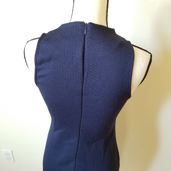 Soprano Navy Blue Quilted Chevron Mini Dress - Picture 4 of 7